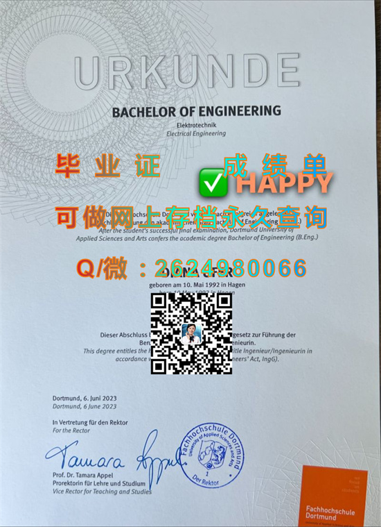 多特蒙德应用技术大学毕业证、文凭、成绩单、学位证书定制|德国大学证书样本|留信网认证代办）