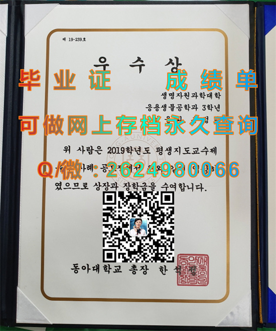 韩国东亚大学毕业证外壳模版韩国大学文凭代办|留信网认证入网查询|Dong-A University diploma）